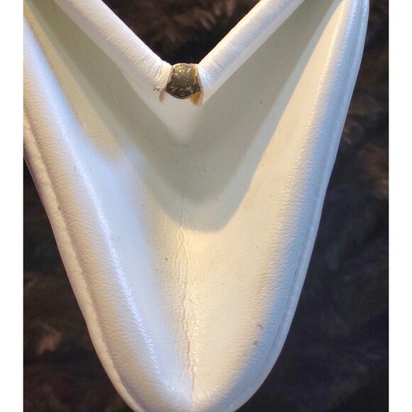 Classic Vintage 60s Whte Hinged Clutch Mod GoGo Bridal Handbag With Chain - Picture 14 of 15